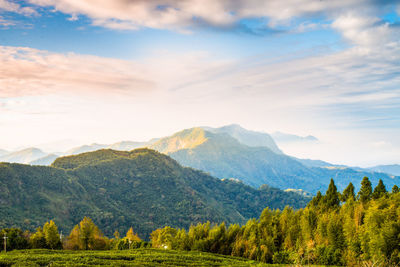 Scenic view of mountains against sky