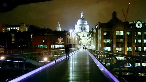 View of illuminated city at night