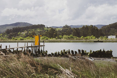 Scenic view of lake against sky