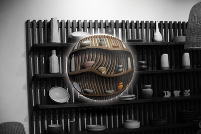 Close-up of wicker basket on table
