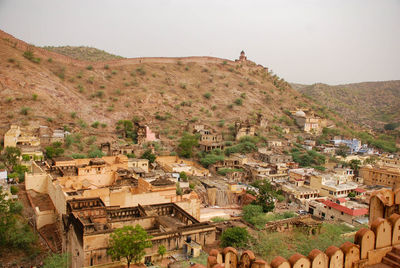 High angle view of townscape against sky