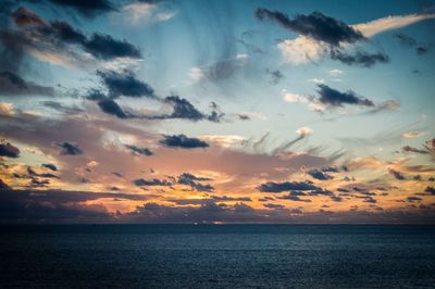 Scenic view of sea against sky at sunset