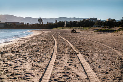 Scenic view of algeciras beach against sky