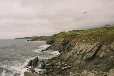 Scenic view of sea against sky cape breton canada