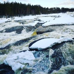 Scenic view of river stream during winter