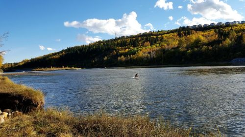 Scenic view of lake against sky