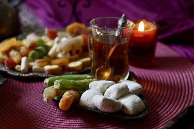 Close-up of food on table