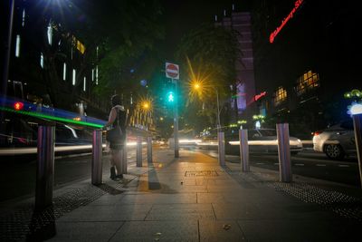 Illuminated street light at night