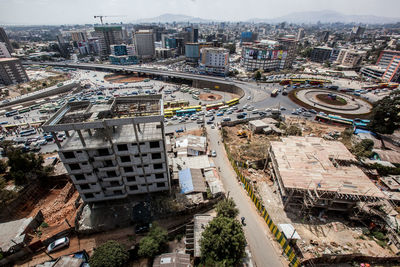 High angle view of cityscape in city