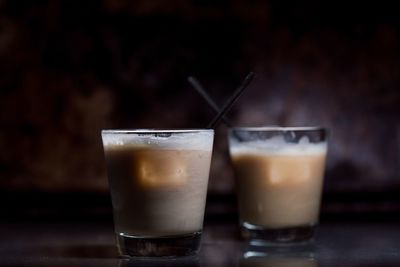 Close-up of coffee cup on table