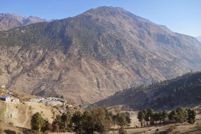Scenic view of mountains against clear sky