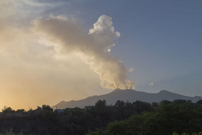 Evening panorama of etna volcano