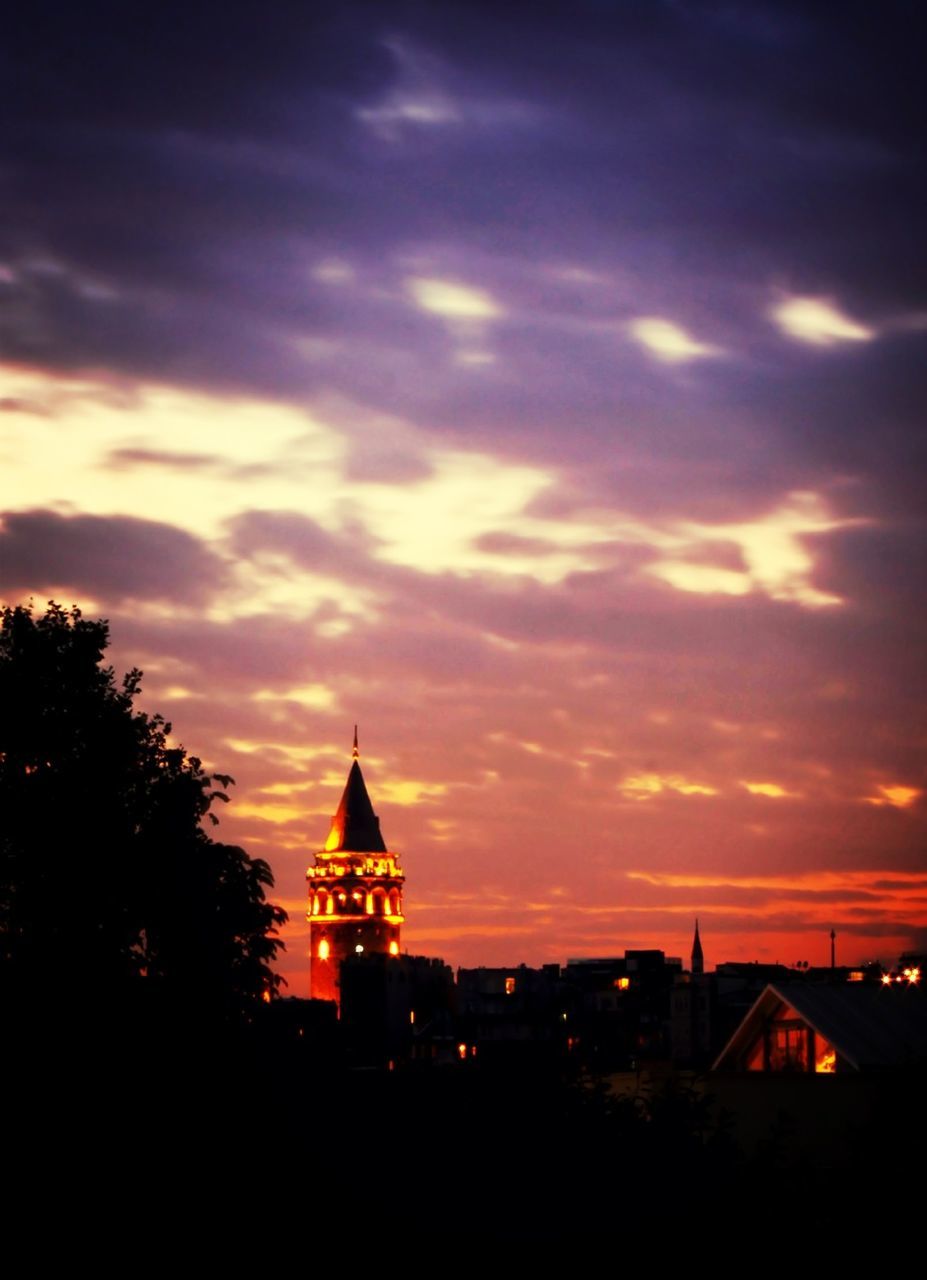 architecture, sunset, built structure, building exterior, sky, silhouette, orange color, cloud - sky, house, tree, dusk, cloudy, dramatic sky, scenics, outdoors, beauty in nature, nature, cloud, residential structure, low angle view