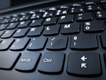 Close-up of laptop keyboard