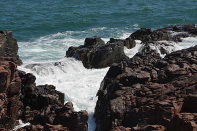 Scenic view of rocky beach