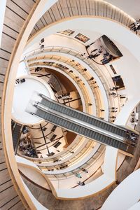 High angle view of spiral staircase in building