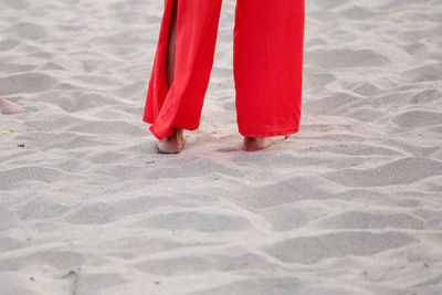 Low section of woman standing on beach