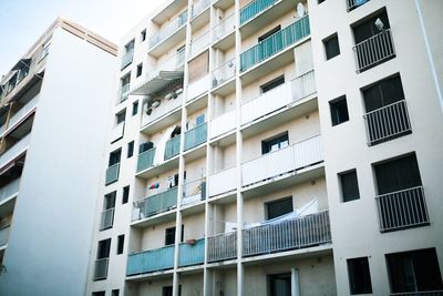 Low angle view of apartment building