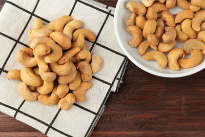 High angle view of breakfast in bowl on table