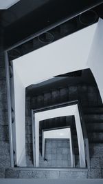 Low angle view of spiral staircase of building