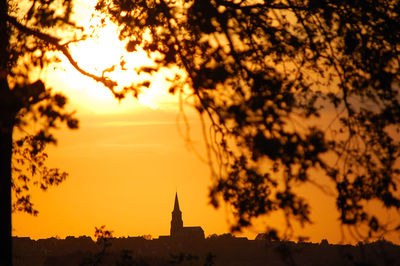 Silhouette of temple during sunset
