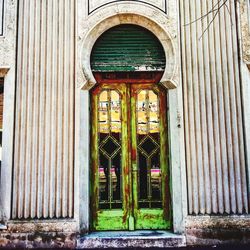 Closed door of old building