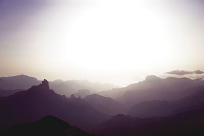 Scenic view of silhouette mountains against clear sky