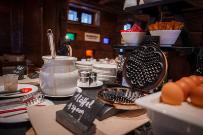 Close-up of food on table