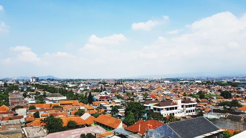 High angle view of townscape against sky