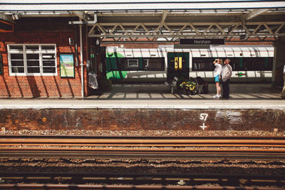 Train at railroad station platform