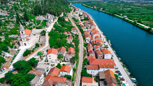 High angle view of city