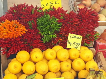 Various fruits for sale at market stall