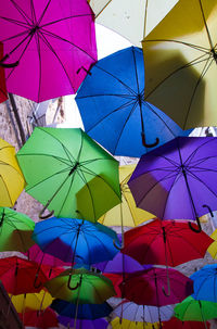 Low angle view of colorful umbrellas