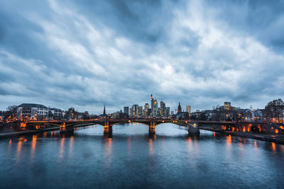 Storm clouds over the frankfurt skyline, germany.