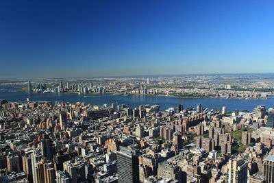 High angle view of buildings in city