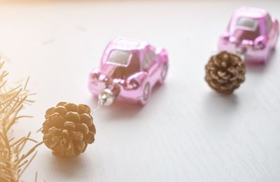 High angle view of ice cream on table