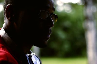 Portrait of young man looking away