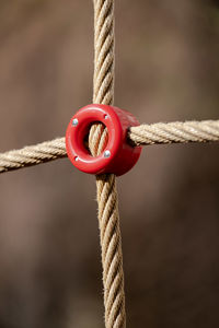 Close-up of rope tied to metal