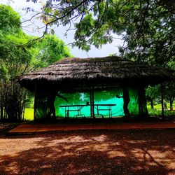 Built structure against trees