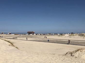 Scenic view of beach against clear sky