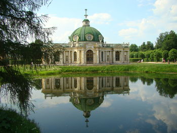 Reflection of building in lake