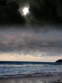 Scenic view of sea against cloudy sky