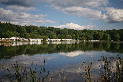 Scenic view of lake against sky