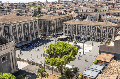 High angle view of the center of catania with duomo square