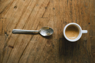 High angle view of coffee on table