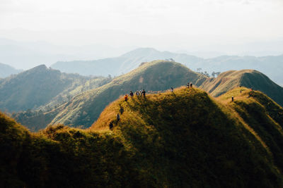 Panoramic view of landscape and mountains against sky