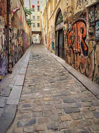 Narrow alley along buildings