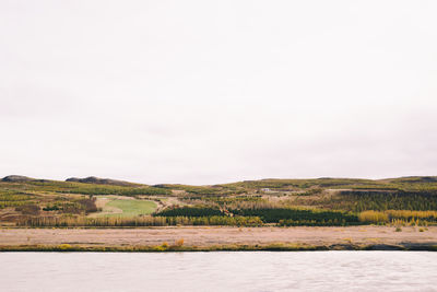 Riverside with colorful autumn landscape in iceland