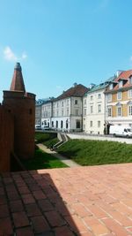 Buildings in front of a city