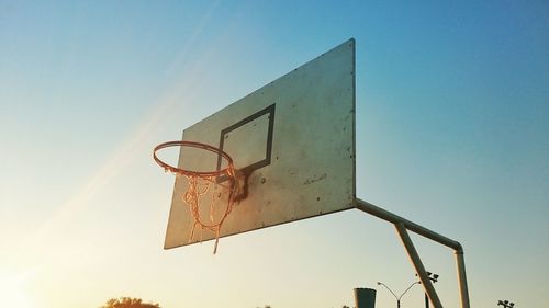 Low angle view of basketball hoop against sky